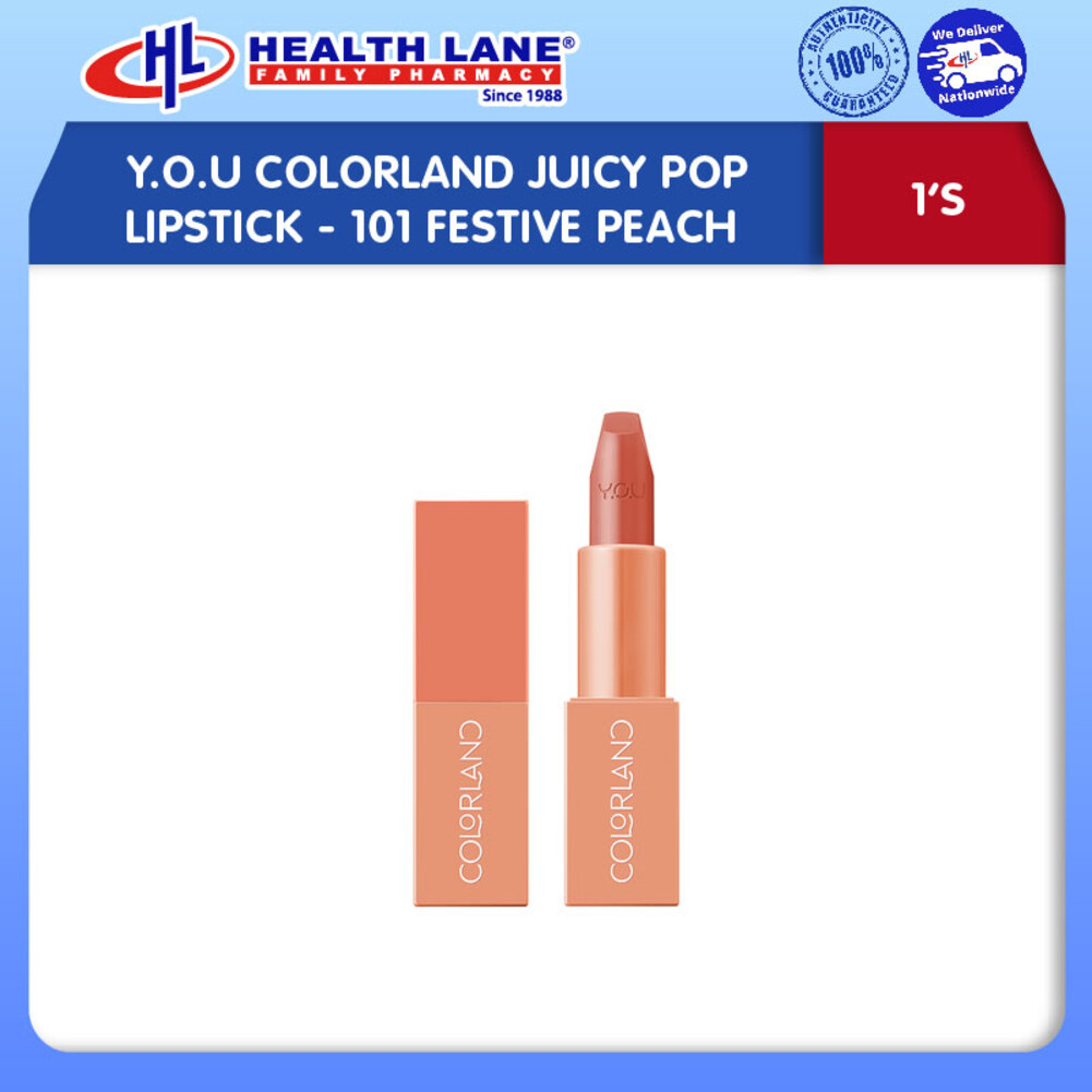 Y.O.U COLORLAND JUICY POP LIPSTICK- 101 FESTIVE PEACH